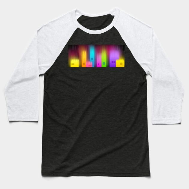 Led City Illuminated in Colors Baseball T-Shirt by Lebihanto